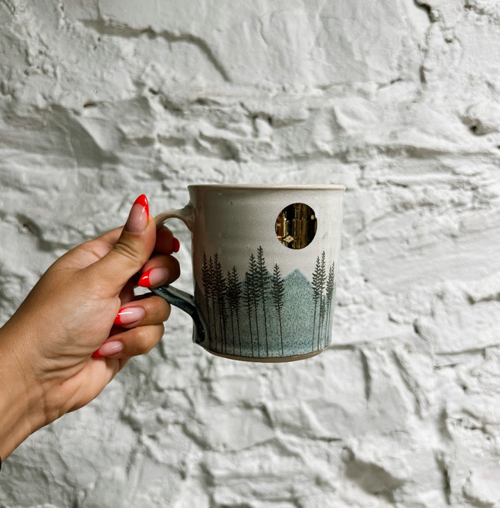 Mountain Treeline Golden Sun Mug