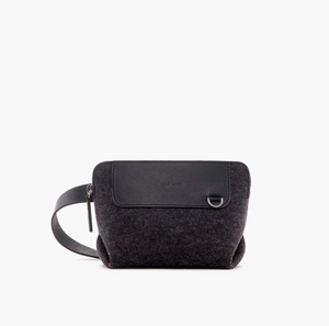 Bedford Belt Bag - Charcoal Felt &amp; Black Leather