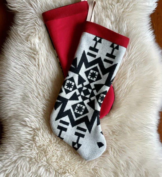 Pendtleton Stocking - Condensed White with Red Cuff