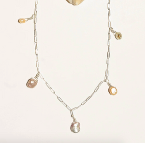 Keshi Pearl Necklace - Sterling SIlver 18"