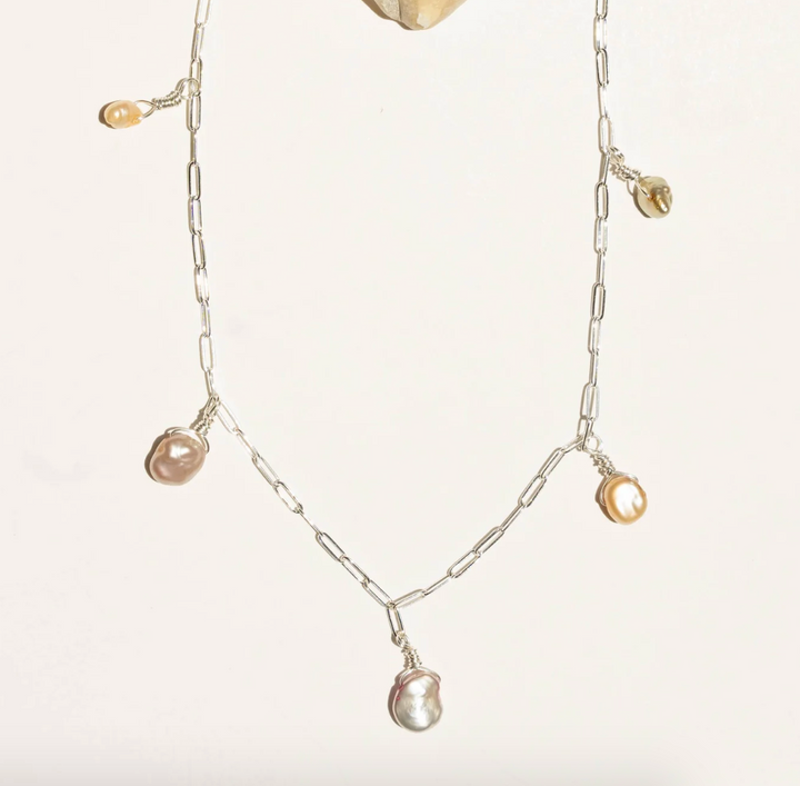 Keshi Pearl Necklace - Sterling SIlver 18"