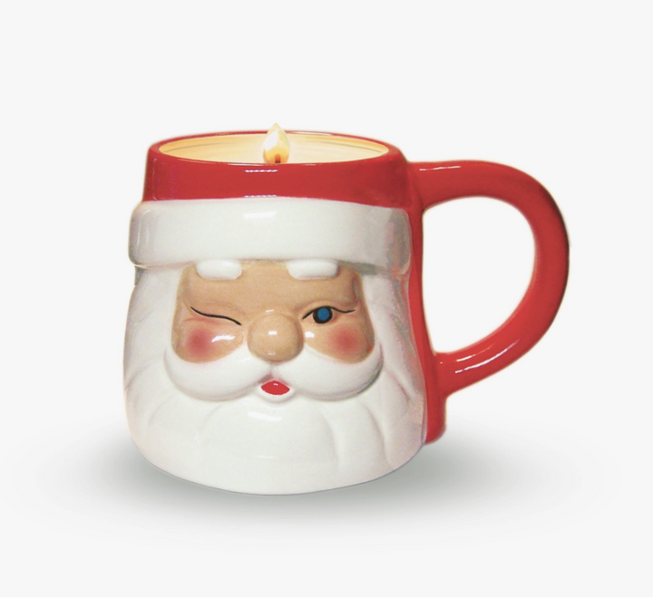 Winking Santa Large Mug Candle