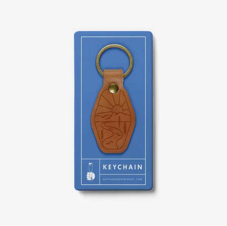 Leather Keychain - Mountain Adventure