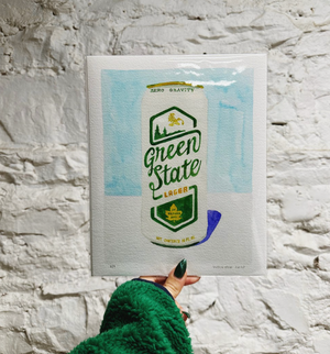 Green State Lager Watercolor Print - 8x10