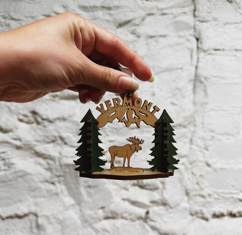Vermont State Moose &amp; Trees Ornament