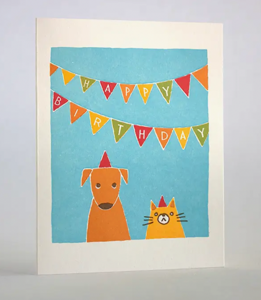 Cat and Dog Bday Banner Card - FF5