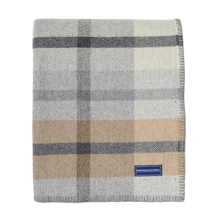 Faribault Northfield Plaid Wool Throw Blanket - Heritage Beige 50x72
