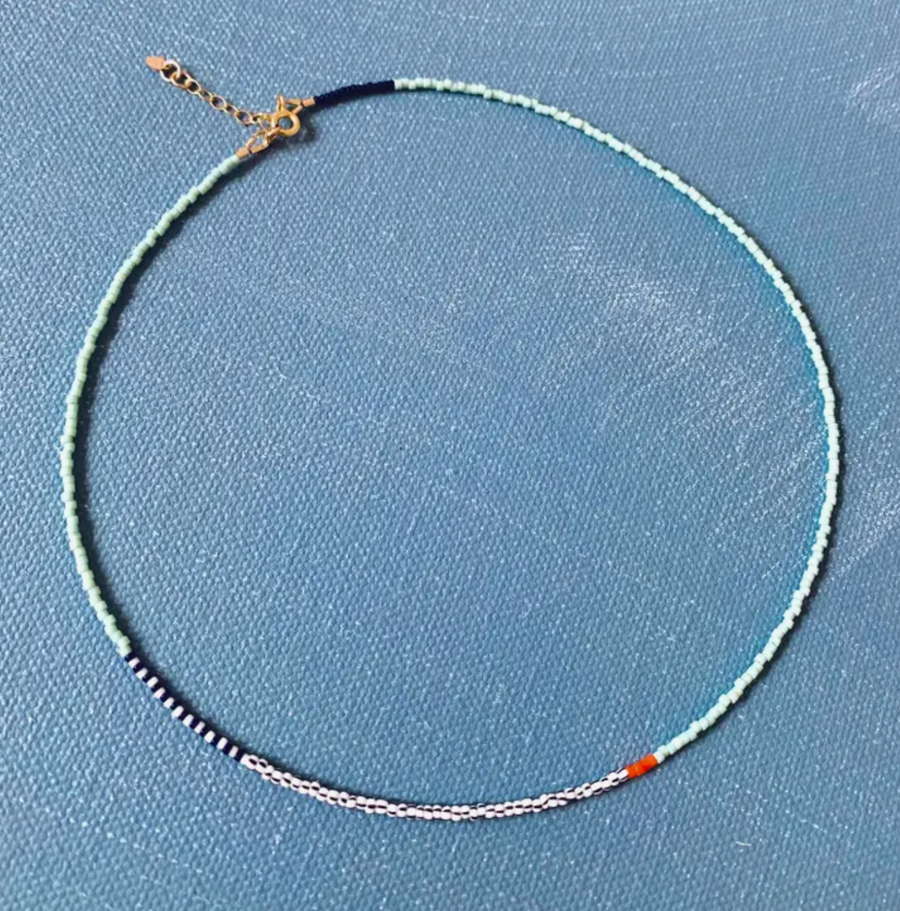 Thinnest Line Beaded Necklace - Iceberg Blue
