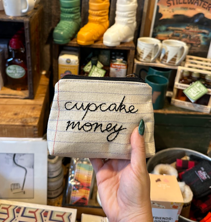 Cupcake Money Embroidered Zip Pouch