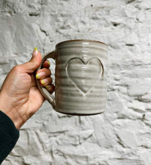 Laura White Pottery Custom Bare Rim Big Mug - Heart