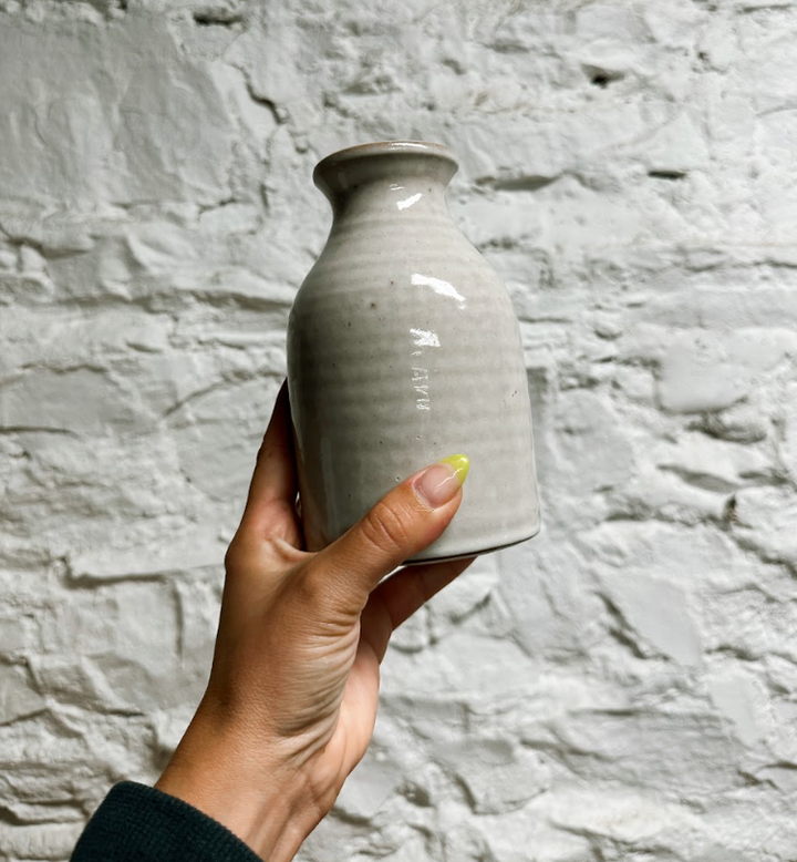 Laura White Pottery Milk Bottle - Medium