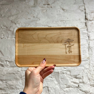 Small Maple Rectangle Appetizer Plate - Laura Zindell Mushrooms