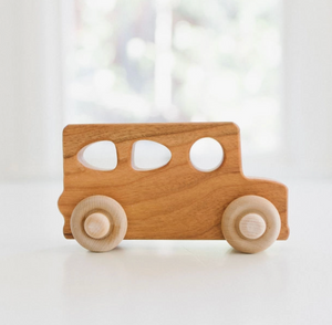 Mini School Bus Wooden Toy Car