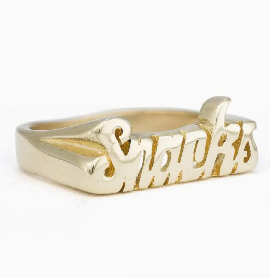 Hand-Carved Snacks Ring - Brass