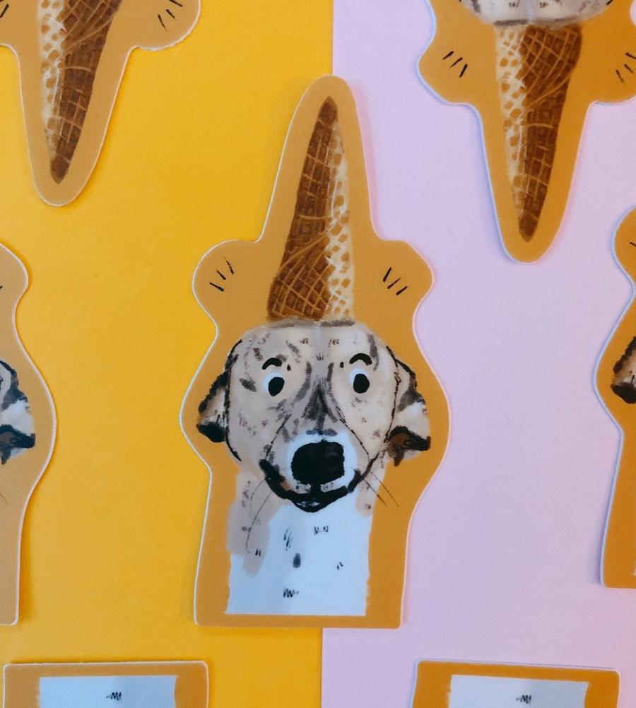 Ice Cream Cone Party Hat Sticker