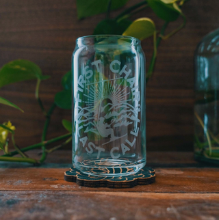 Etched First Chair, Last Call Can Glass