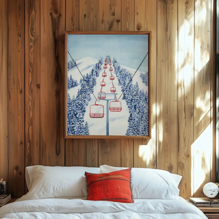Red Ski Lift Art Print - 8"x 10"