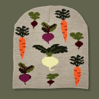 Root Vegetables Tan Knit Beanie