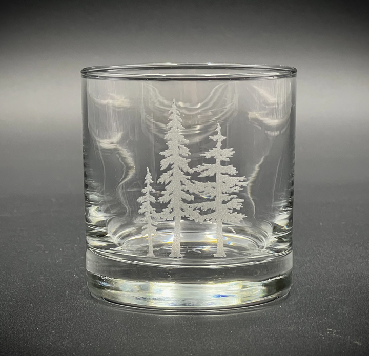 3 Trees Rocks Glass