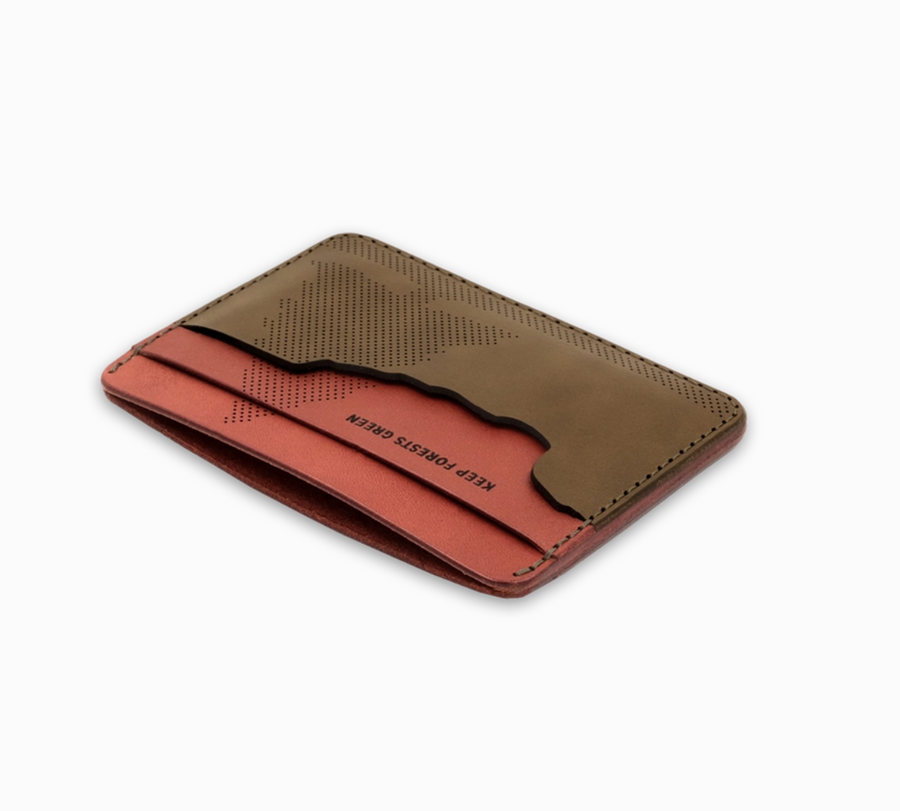 Perforated Leather Half Wallet - Giveback Collection Keep Forests Green