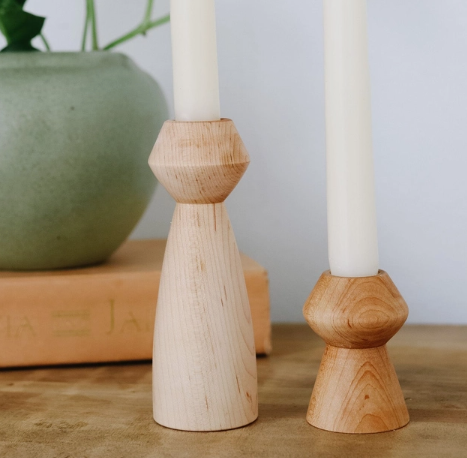 Hand Turned Candle Stick Holder - Single Tall