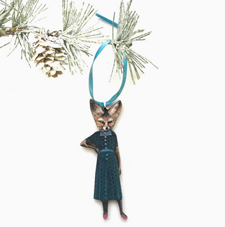 Wooden Collage Christmas Ornament - Sassy Fox