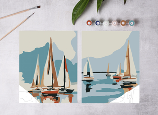 Paint-By-Numbers Kit Sailboats at Sea