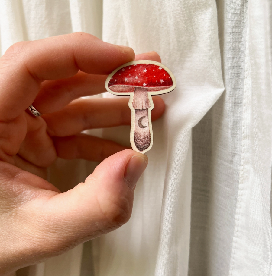 Mushroom Wooden Pin