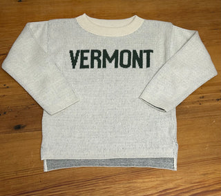 VERMONT Kid's Everyday Relaxed Sweater - Green on White