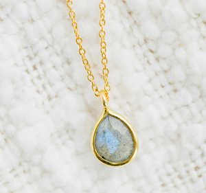 Kailey Teardrop Pendant Necklace - Amazonite