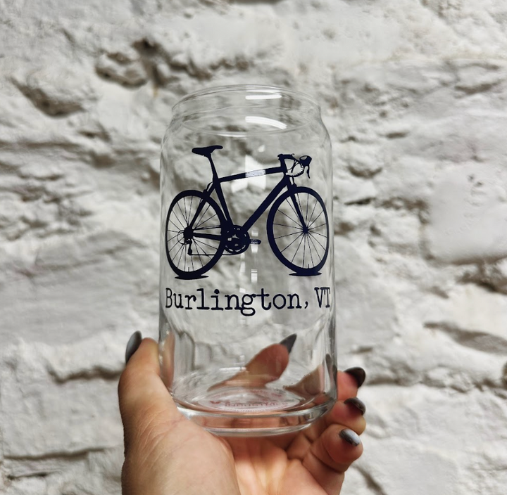 Burlington Bike Can Glass - Navy Road Bike