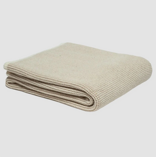Wool Cardigan Throw Blanket - Beige