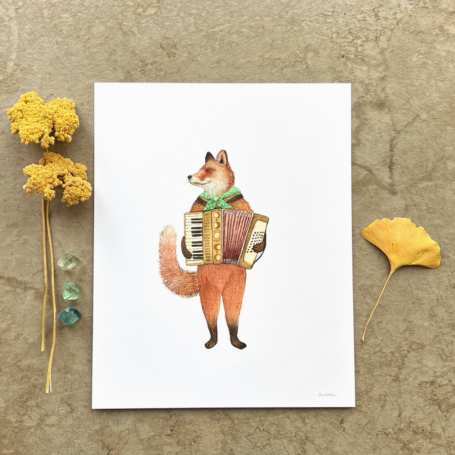 Woodland Home: Papa's Accordion Print - 8x10