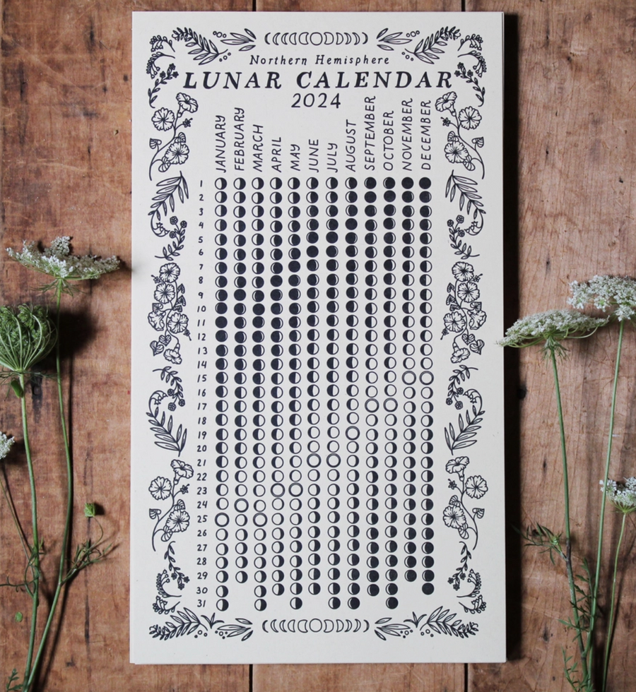 Letterpress Lunar Calendar 2024
