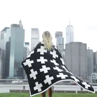 Geometric Swiss Cross Throw Black