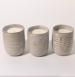 Handpoured Take A Hike Candle in Laura White Ceramic Vermont Vessel