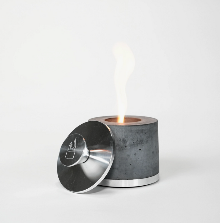Tabletop Concrete Fireplace - Silver
