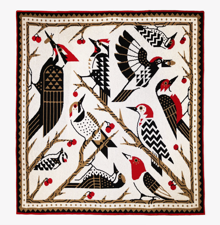 Woodpeckers of North America Knit Blanket - 60x60