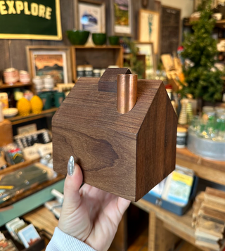 Oiled Walnut Barn Candle Holder