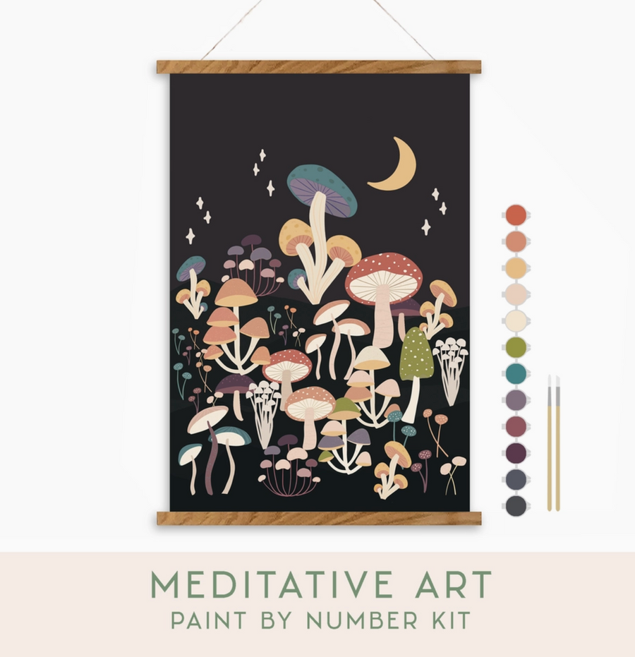 Night Mushrooms Meditative Paint By Numbers Kit