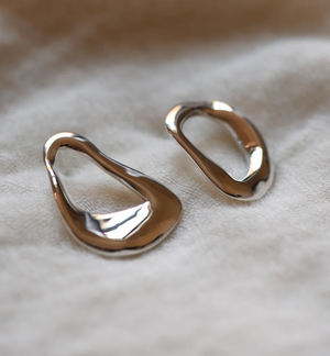 Sterling Silver Large Mismatched Fluid Earrings - EA-TL-91