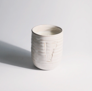 Handpoured Take A Hike Candle in Laura White Ceramic Vermont Vessel
