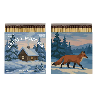 Cabin &amp; Fox in Snow Matchbox