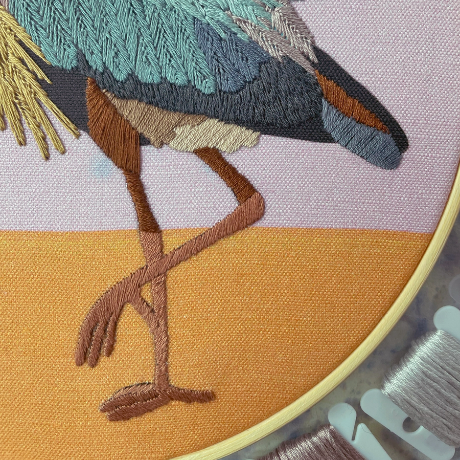 Beadwork Embroidery Kit 8" with Beadwork - Great Blue Heron