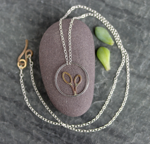Sprout Necklace - Sterling Silver &amp; 14k Gold Fill Mix 16"
