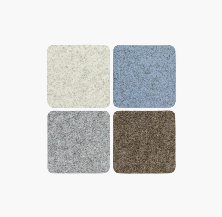 Merino Wool Square Coaster 4 Pack - Cobblestone