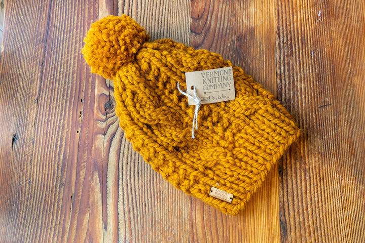 Lamoille Vermont-Made Cable Knit Hat - Butterscotch