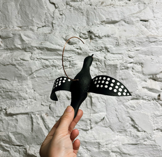 Hanging Handpainted Wooden Loon Figurine