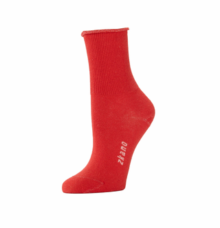 Emmy Poppy Red Women's Half Crew Roll Top Socks