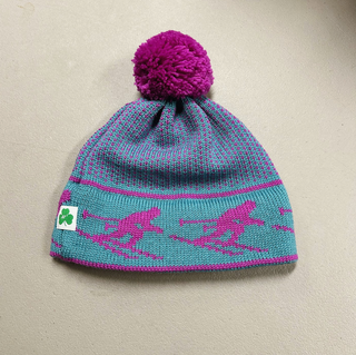 Custom Moriarty Pom Hat - Turquoise/ Magenta Skiers